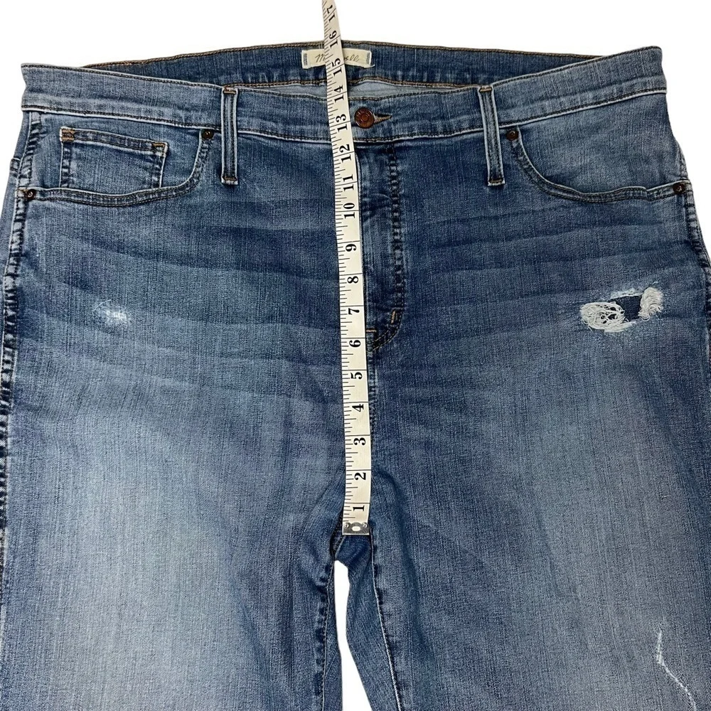 Madewell Womens Blue High Rise Stovepipe Straight Leg Denim Jeans 35T Raw Hem